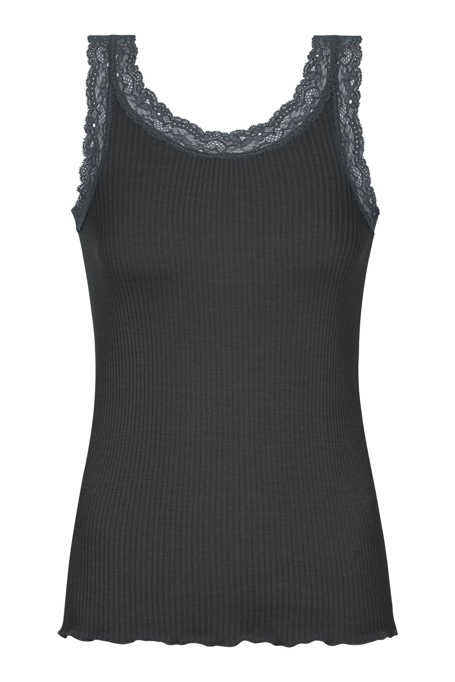 Top mit Spitzen-Details - 515-thunder grey - Grau
