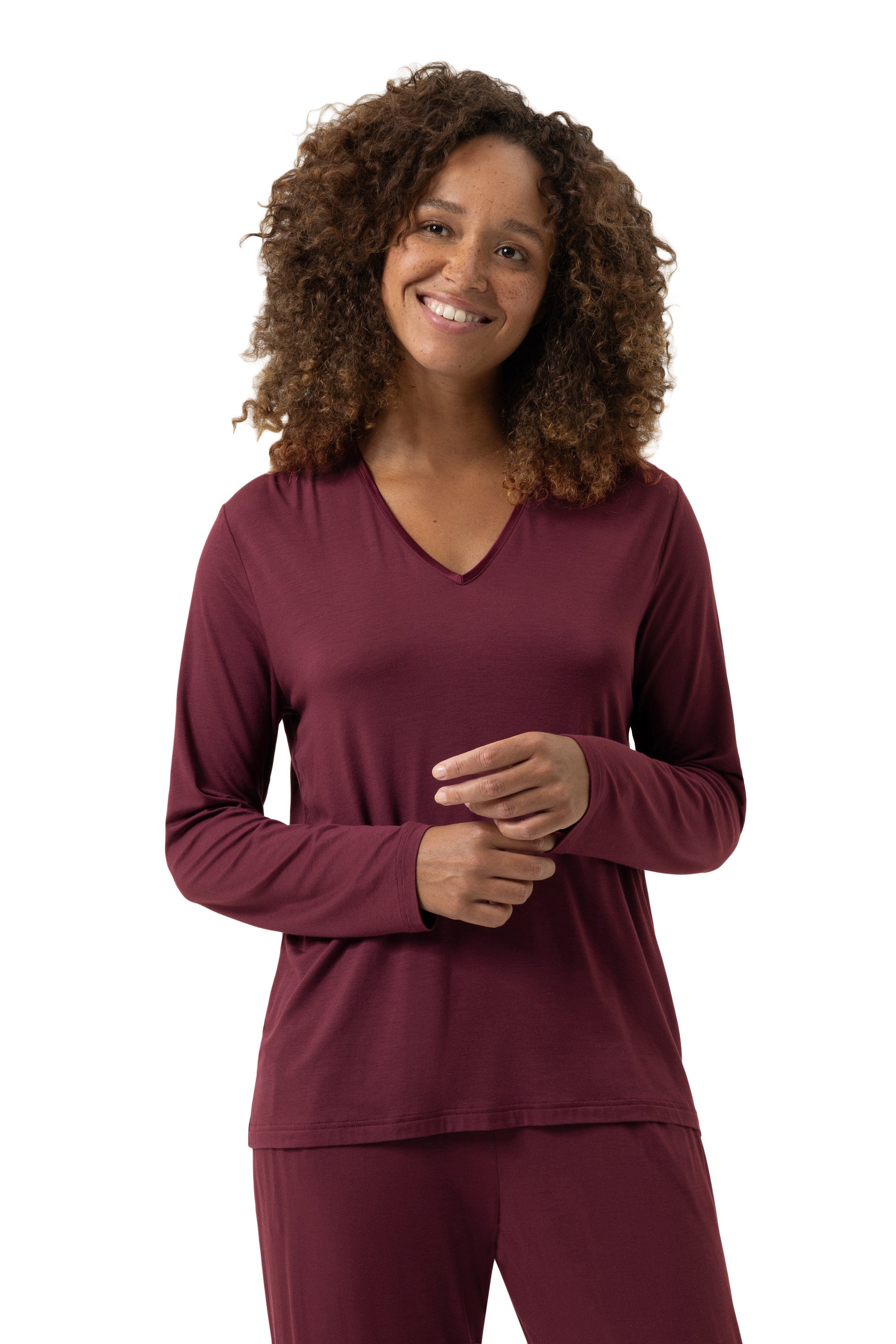 Langarmshirt aus Modal - 1725-boysenberry - Rot