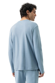 Langarmshirt aus Baumwolle - 605-azzurro - Blau
