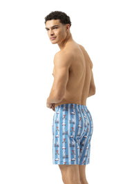 Schlafshorts aus Baumwolle - 600-baltic ocean - Blau