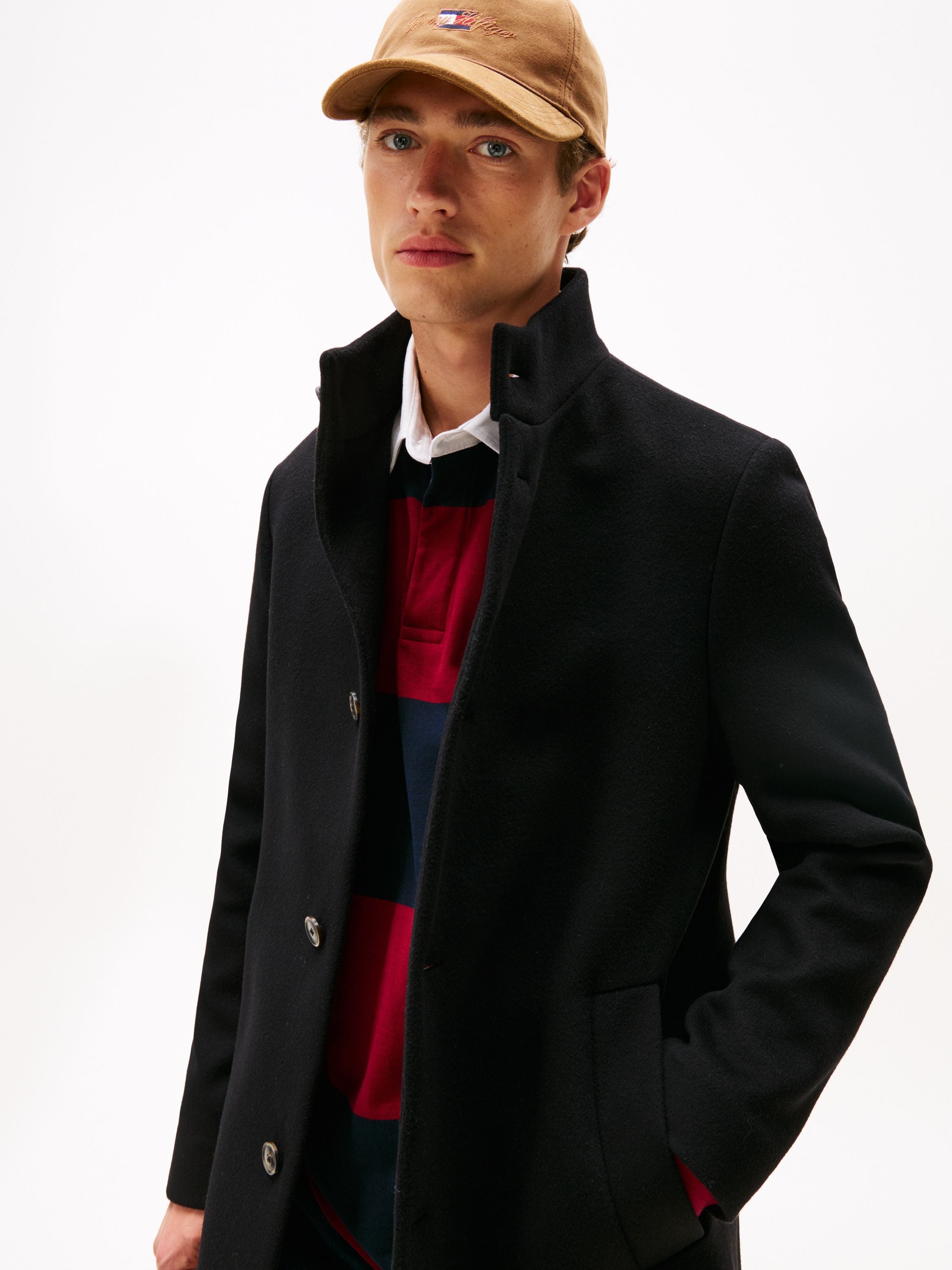 Wollmantel mit Stehkragen - BDS-BLACK - Schwarz