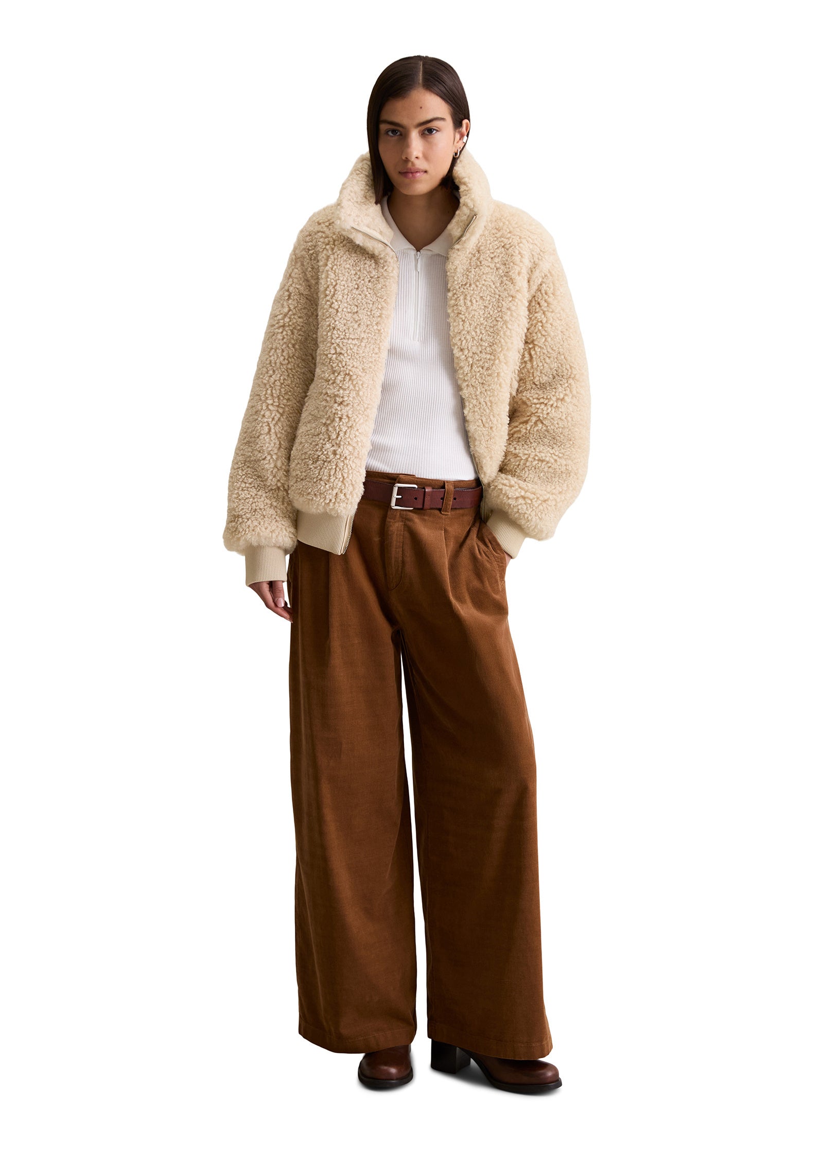 Teddyjacke mit Stehkragen - 1232-Sand Melange - Beige