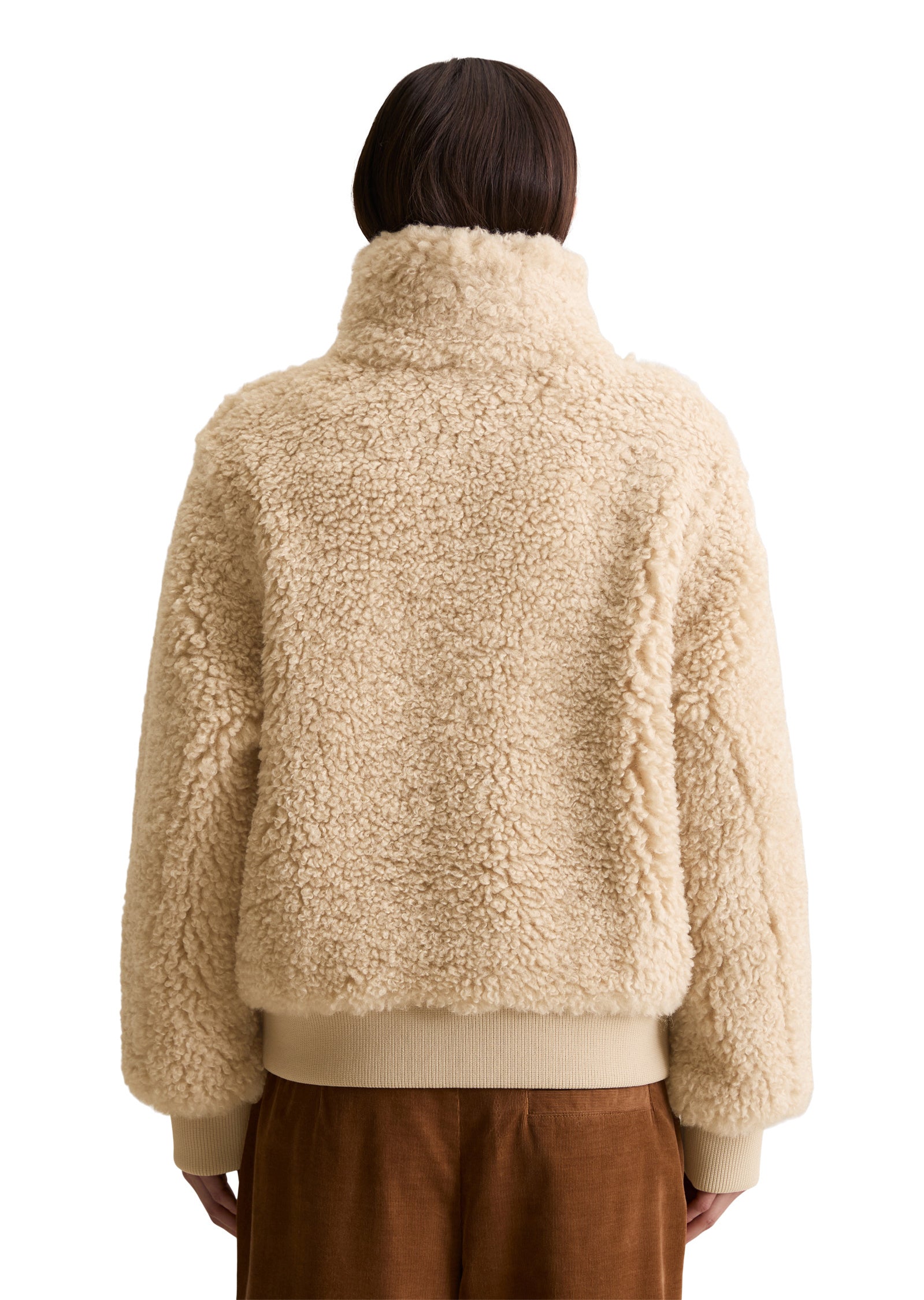 Teddyjacke mit Stehkragen - 1232-Sand Melange - Beige