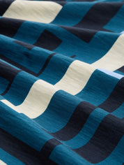 Bluse - 38404-teal geometric design - Blau