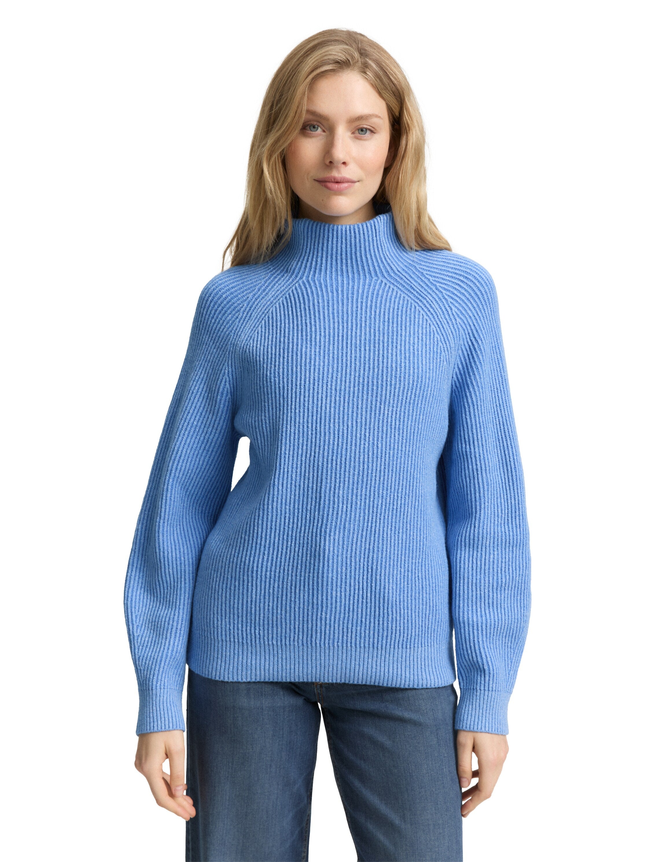 Strickpullover aus Baumwollmix - 38708-light blue knit structur - Blau