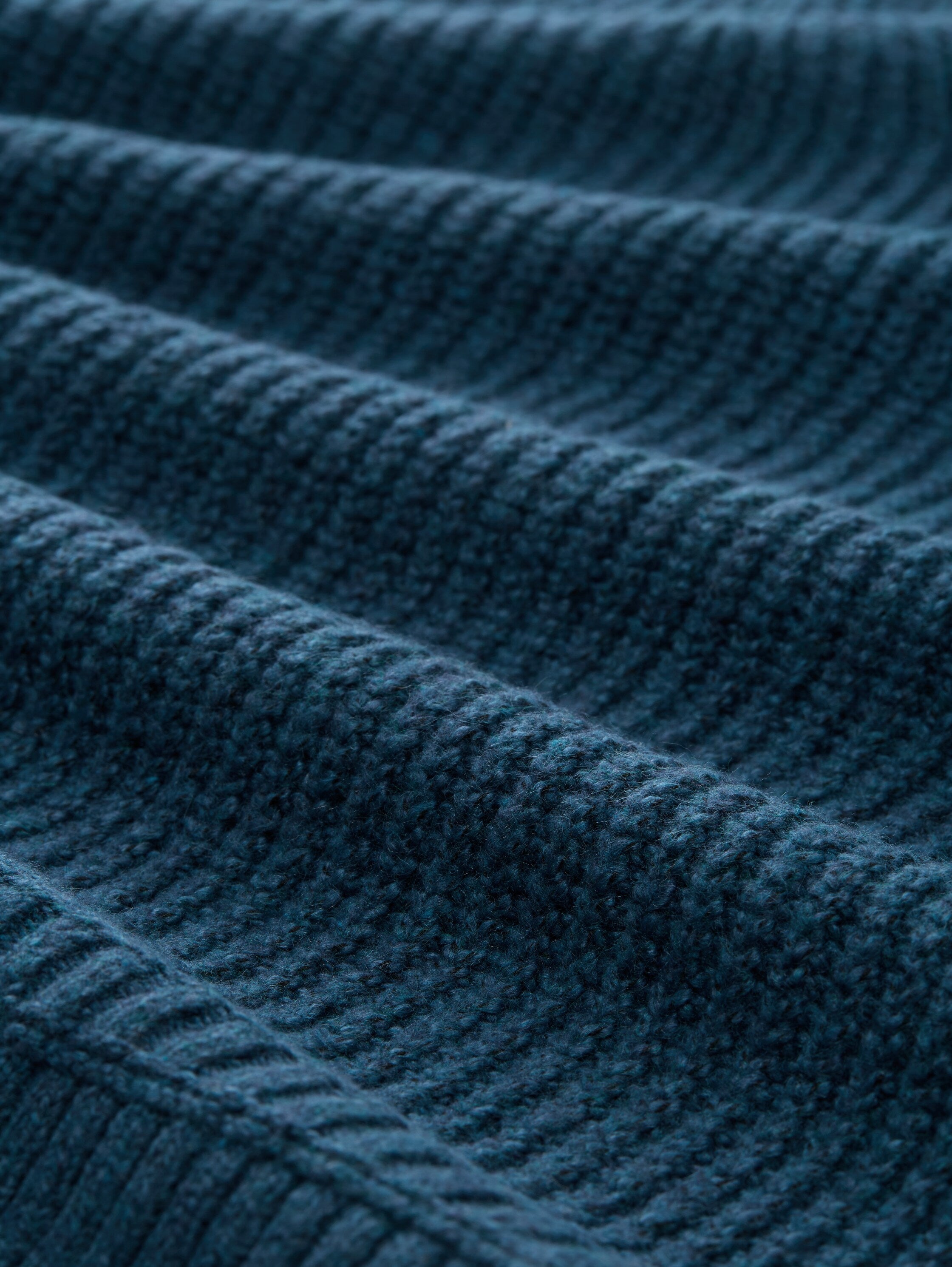 Strickpullover aus Baumwollmix - 38879-dark petrol melange - Türkis