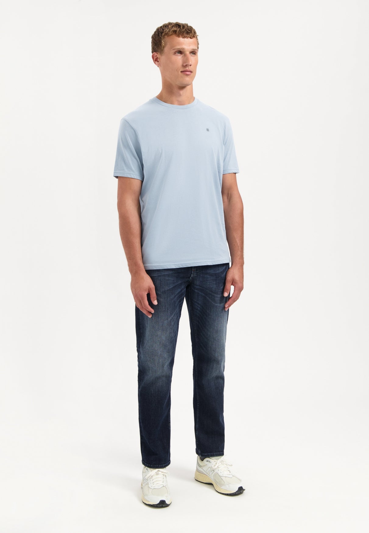 T-Shirt aus Baumwolle - 138-Dusty Blue - Blau