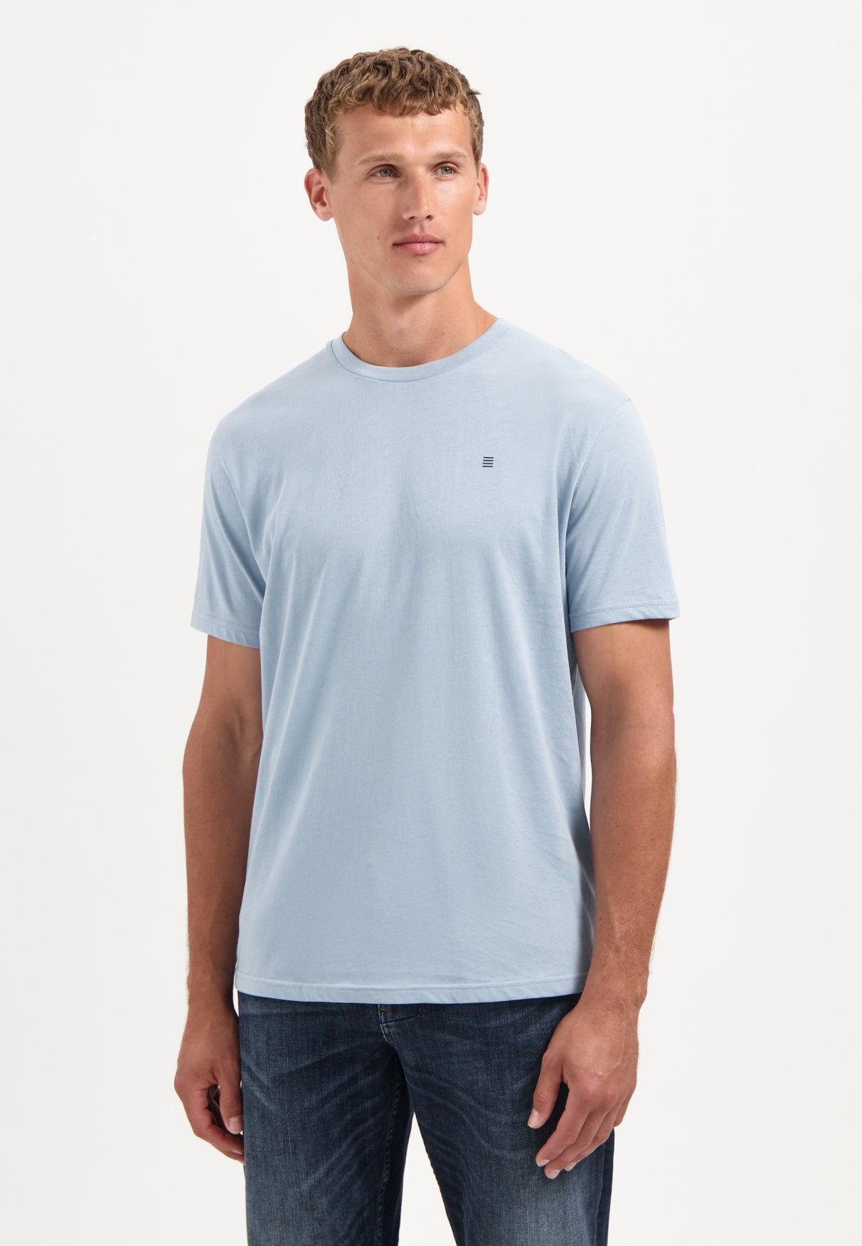 T-Shirt aus Baumwolle - 138-Dusty Blue - Blau