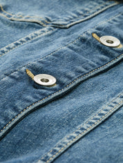 Jeansjacke aus recycelter Baumwolle - 10120-Used Dark Stone Blue Den - Blau