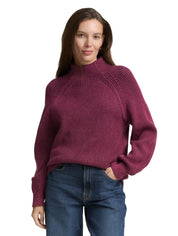 Strickpullover aus Baumwollmix - 38881-red rib structure - Pink