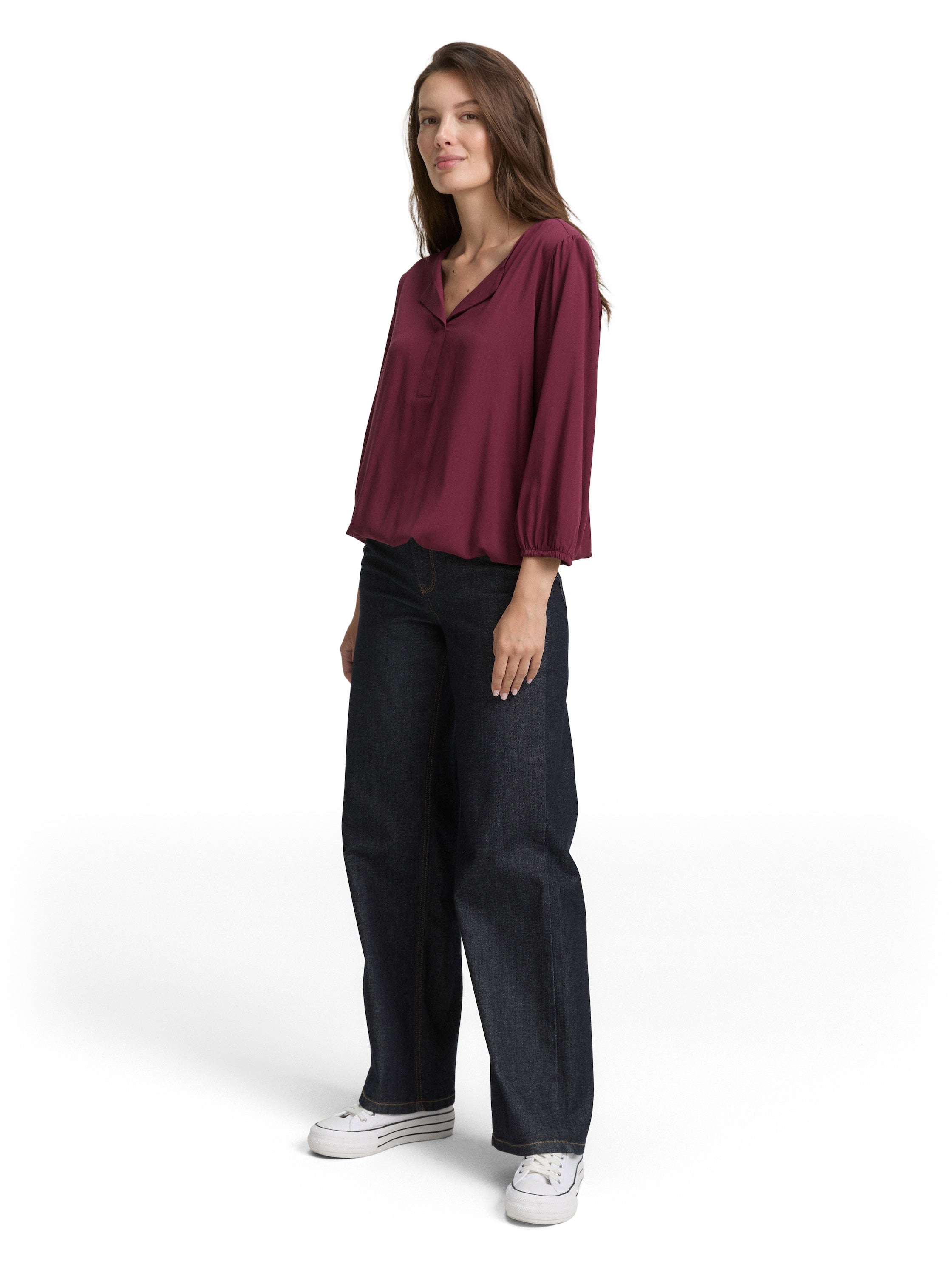 Schlupfbluse aus Viskose - 16427-bordeaux red - Rot