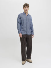 Hemd aus Baumwolle - Faded Denim - Blau