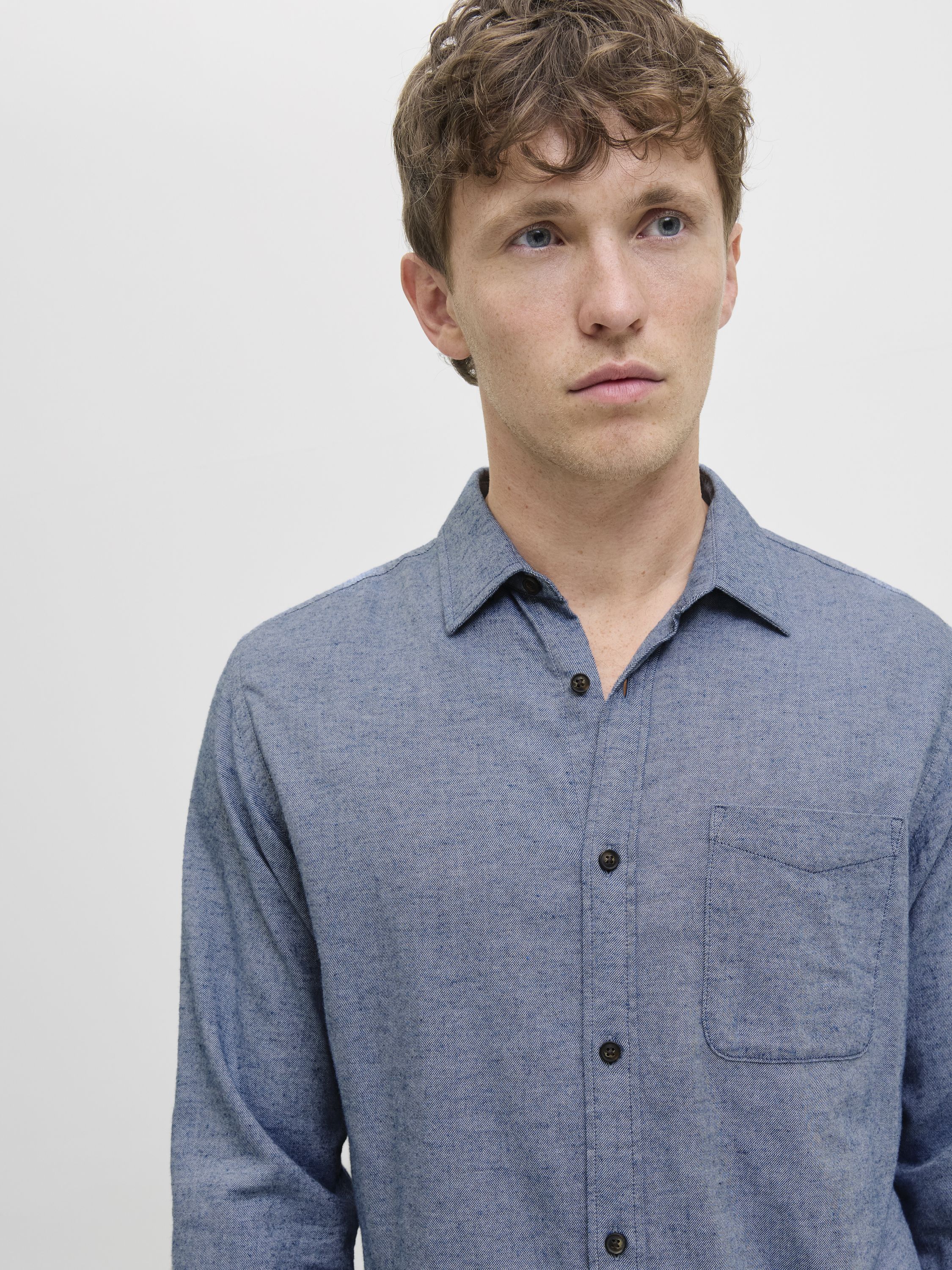 Hemd aus Baumwolle - Faded Denim - Blau