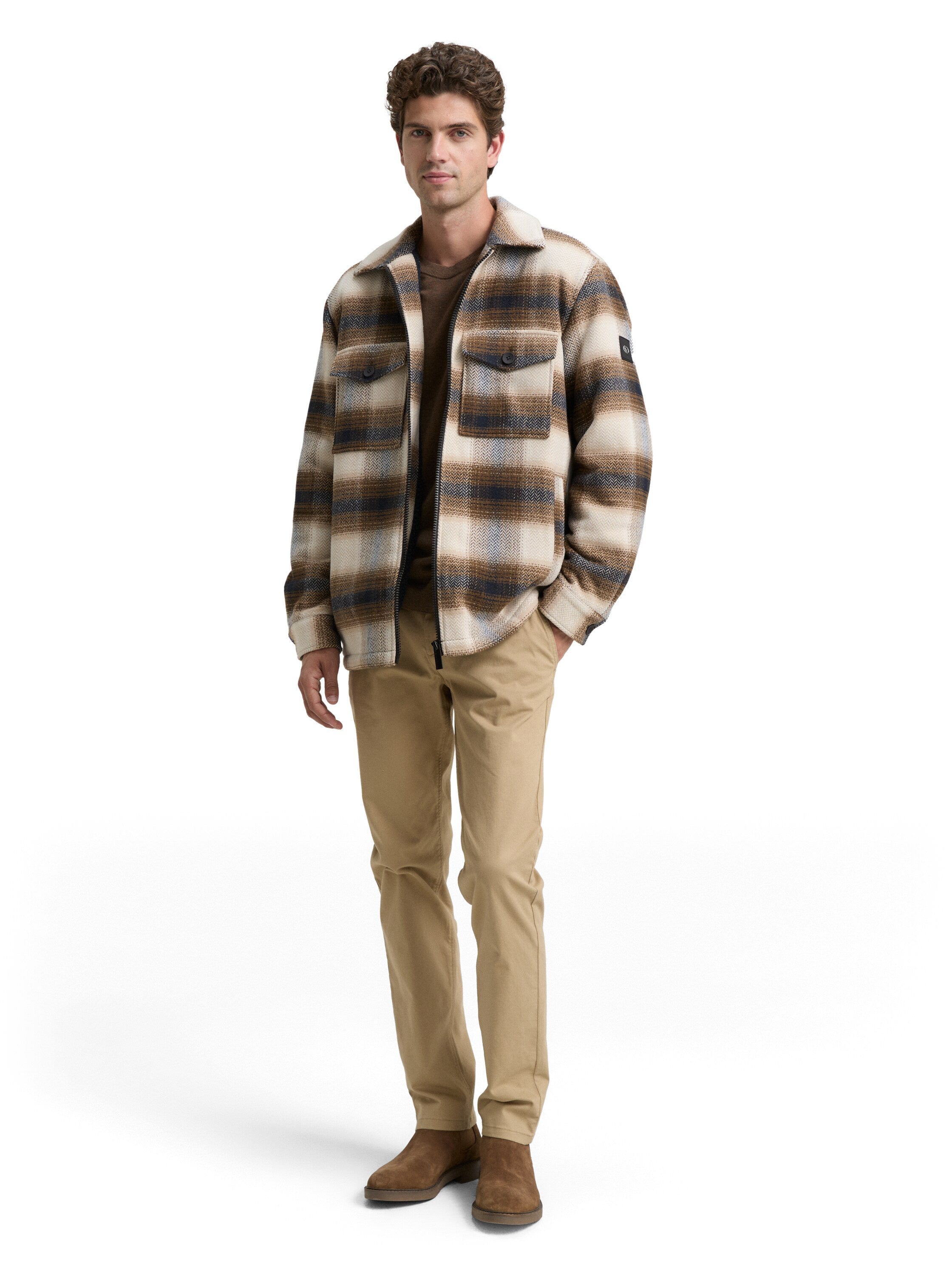 Overshirt Regular Fit - 38667-brown blue check - Braun