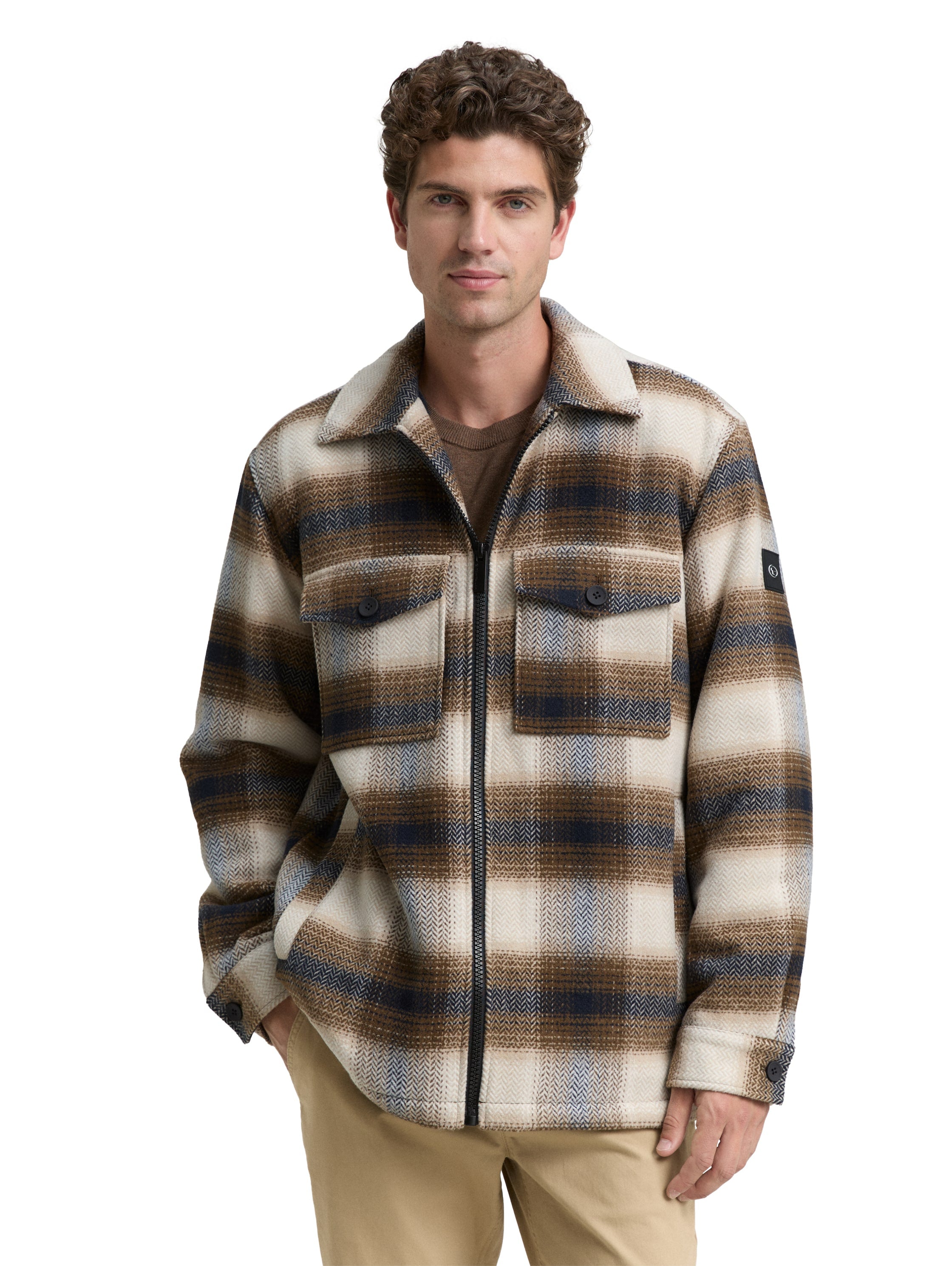 Overshirt Regular Fit - 38667-brown blue check - Braun