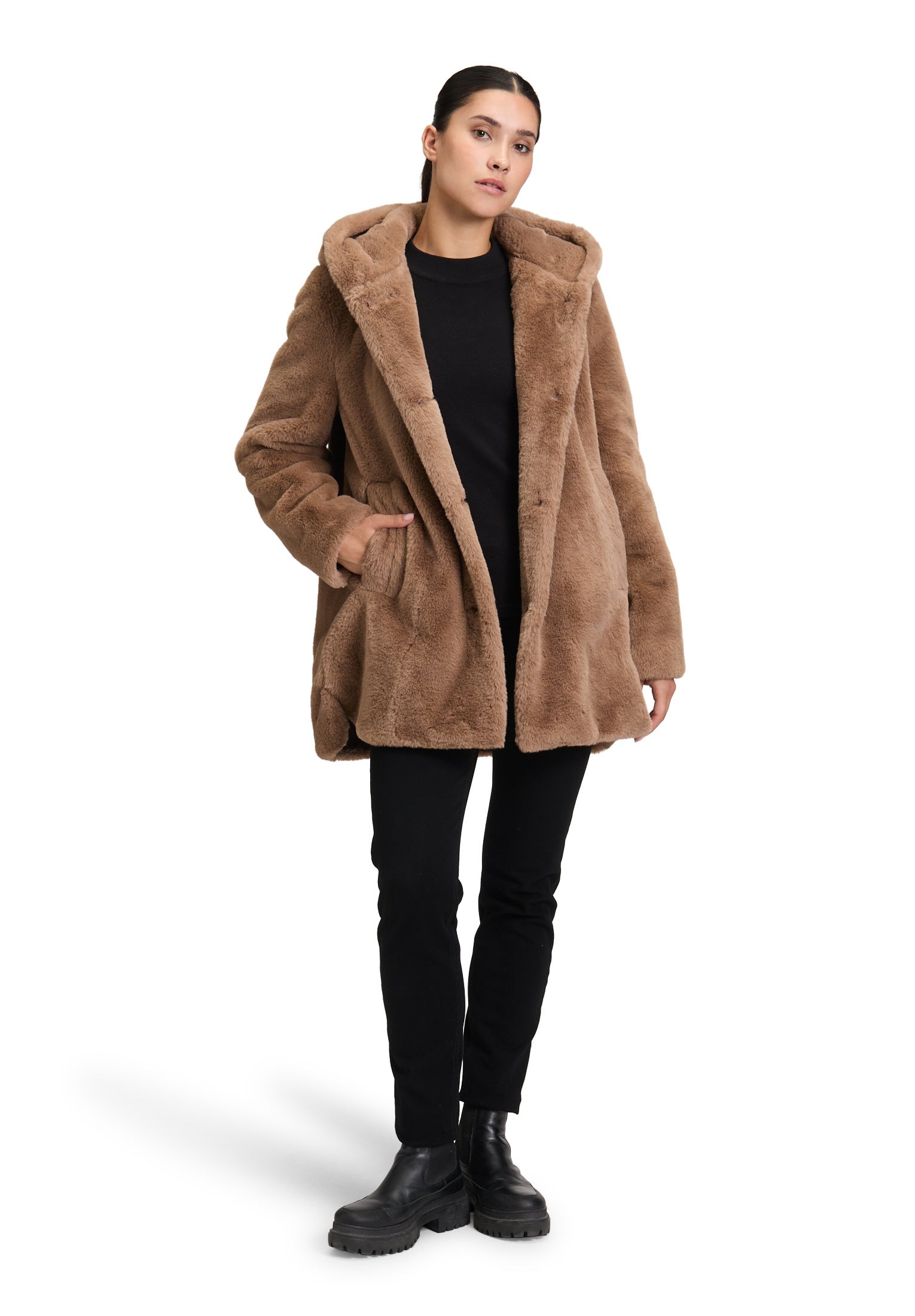Jacke in Felloptik - 7460-Classic Bronze - Braun