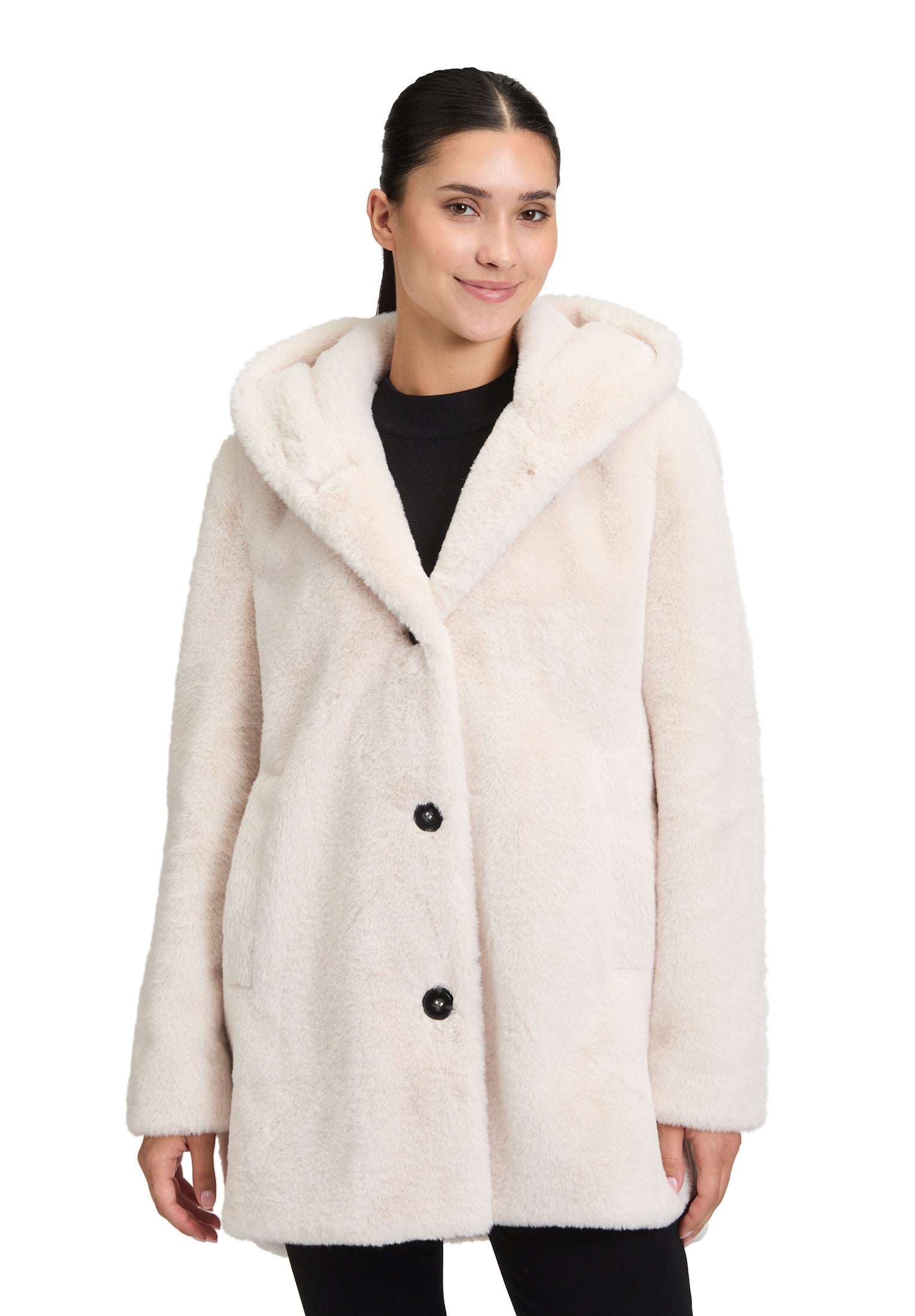 Jacke in Felloptik - 9074-Pumice Stone - Weiß