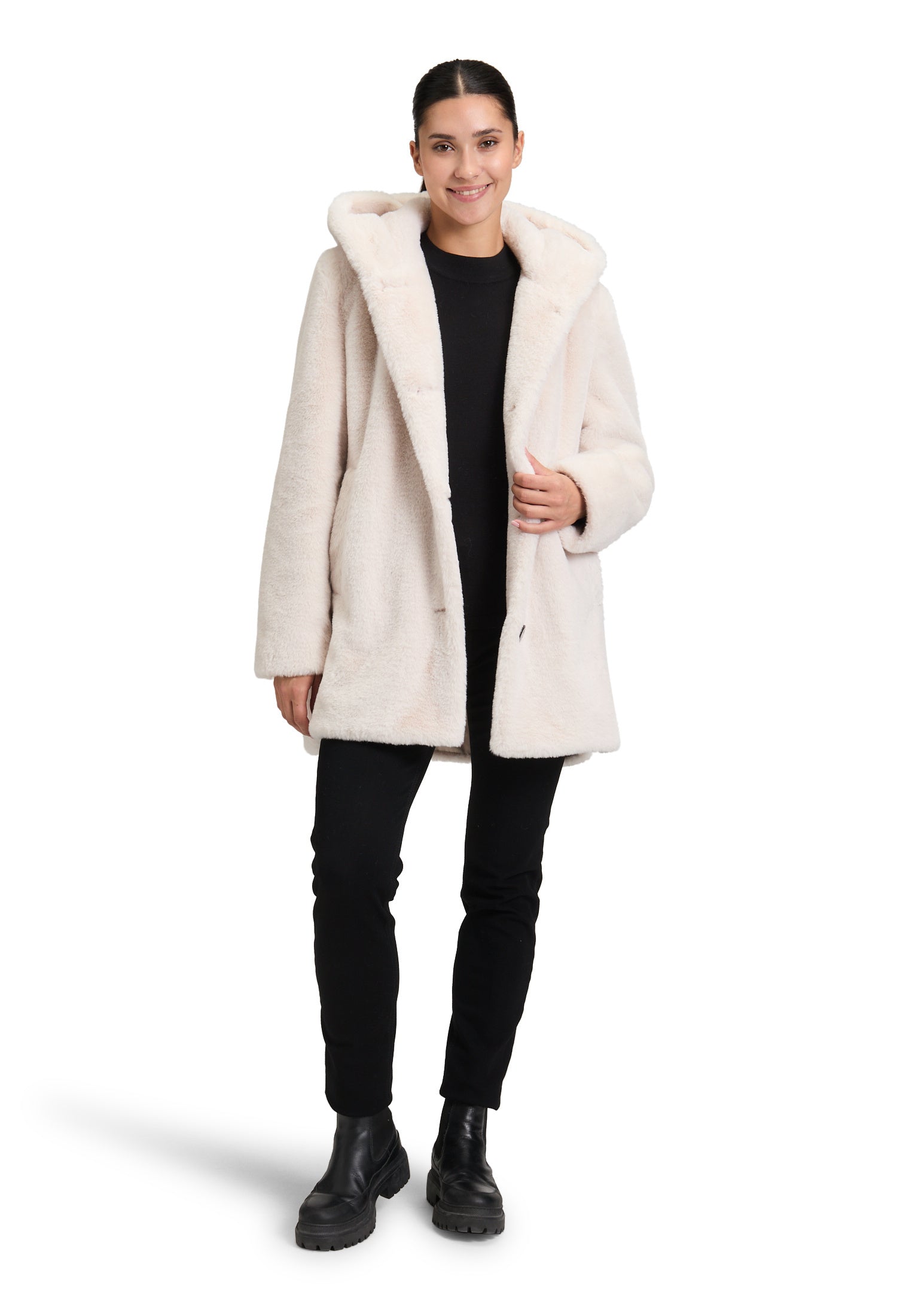 Jacke in Felloptik - 9074-Pumice Stone - Weiß