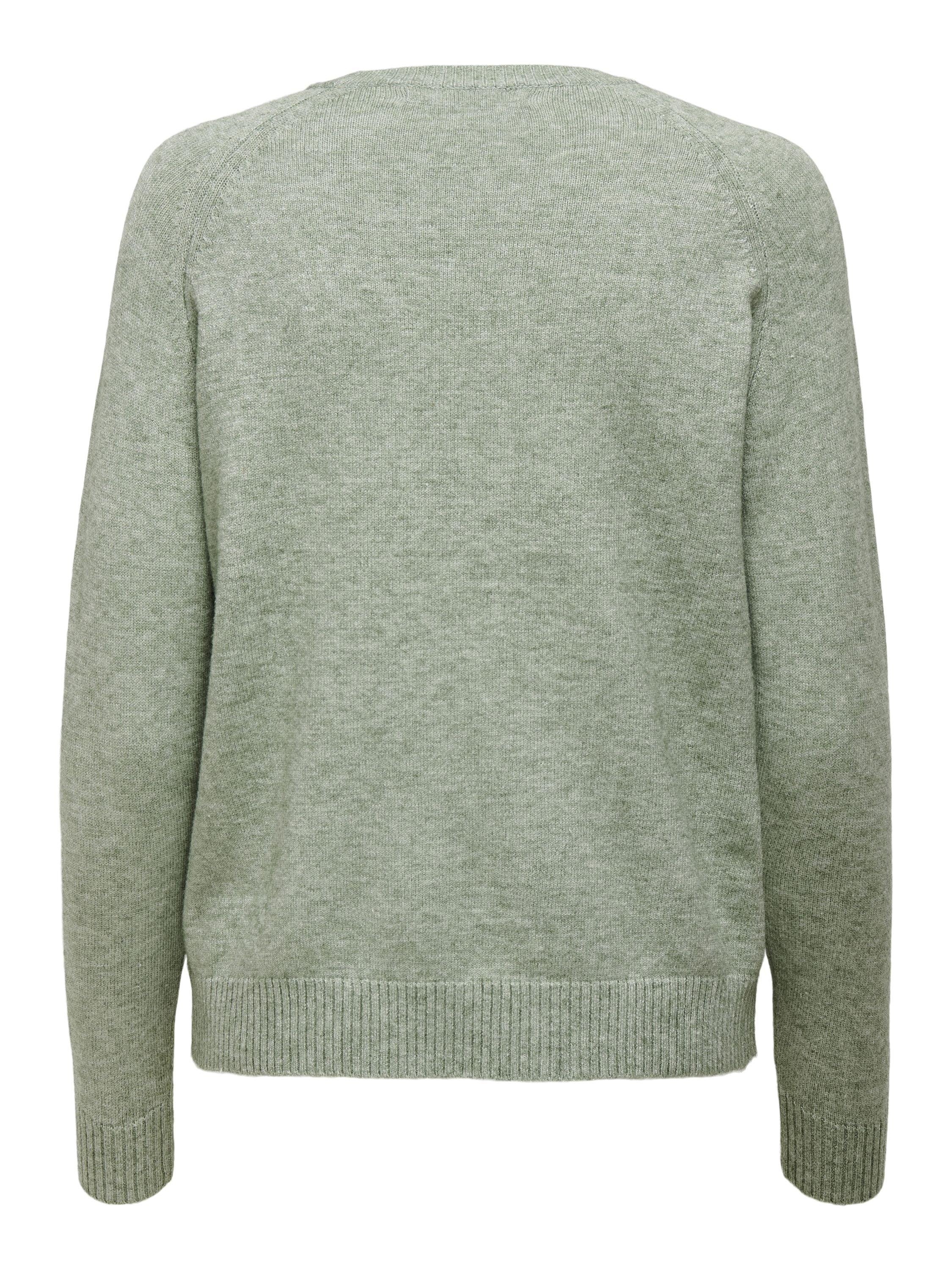 Strickpullover aus Viskosemix - Basil/W. MELANGE - Grün