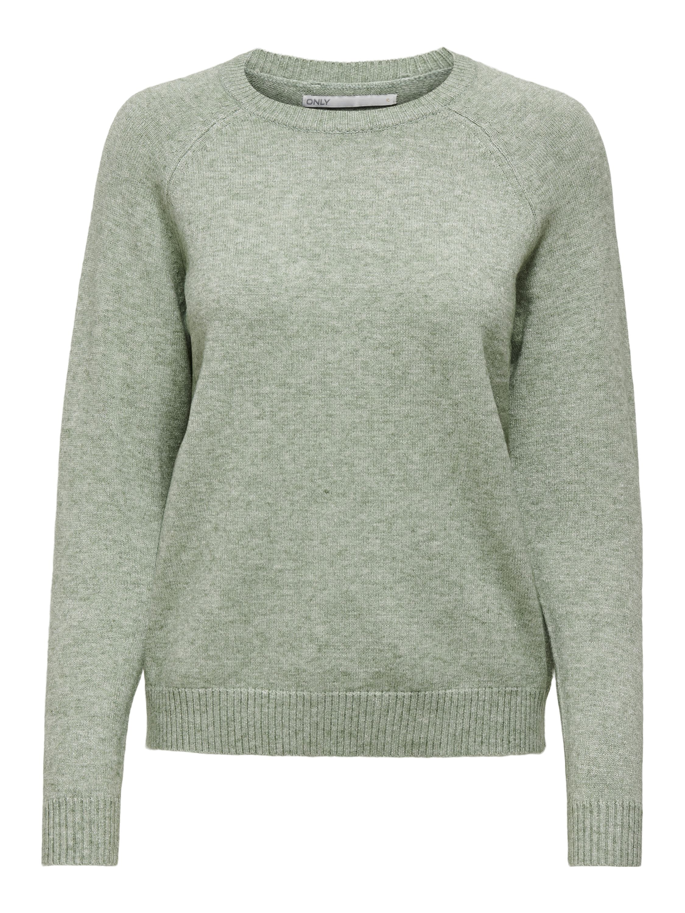 Strickpullover aus Viskosemix - Basil/W. MELANGE - Grün