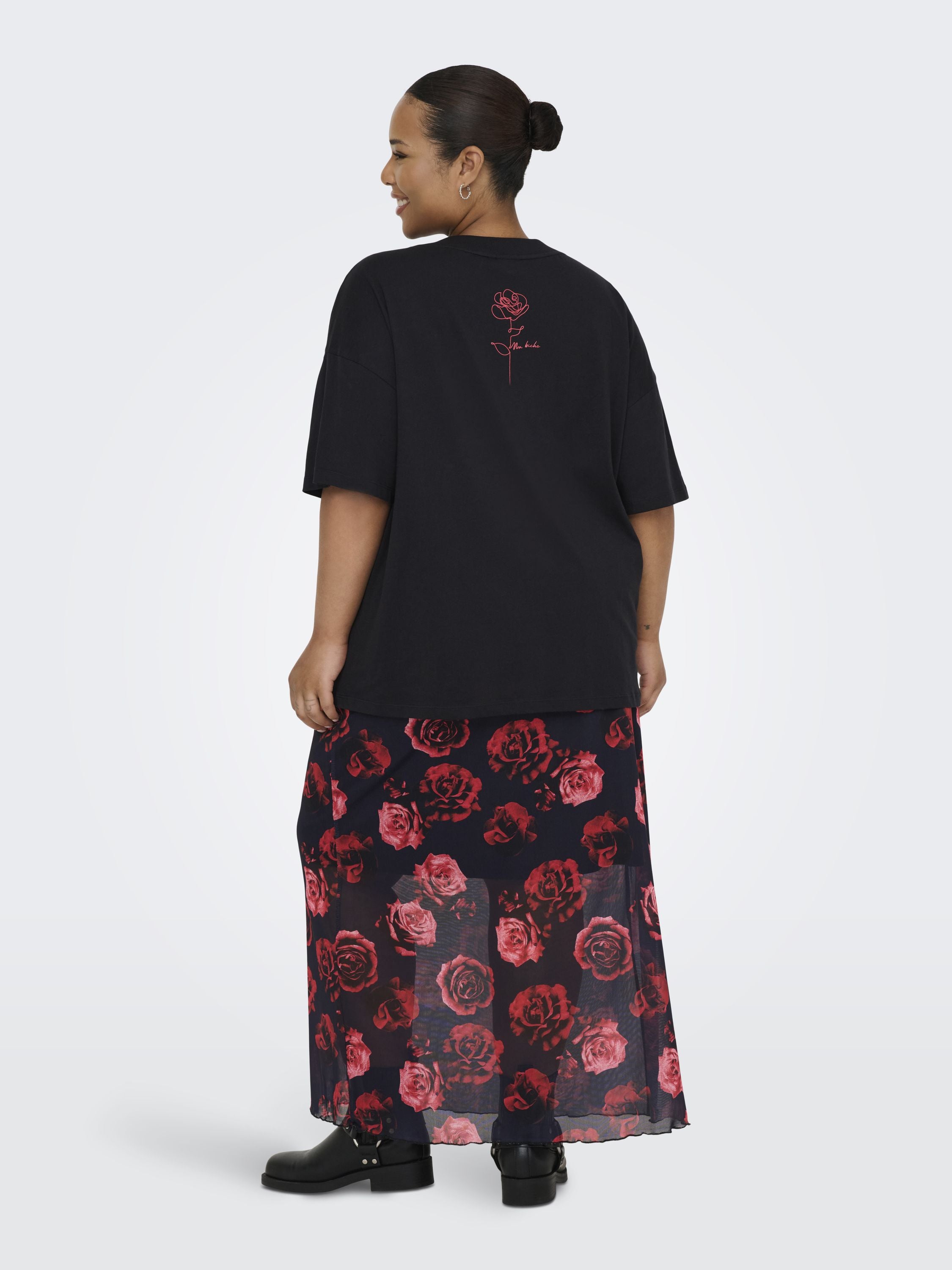 T-Shirt ROSE aus Baumwolle - Black/MON ANGE - Schwarz