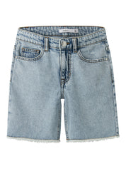 Shorts aus Baumwolle - Light Blue Bleached Denim - Blau