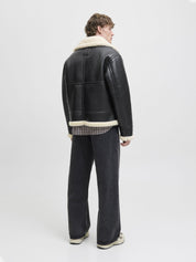 Fliegerjacke mit Teddykragen - Black - Schwarz