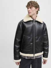 Fliegerjacke mit Teddykragen - Black - Schwarz