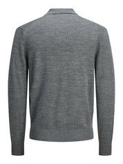 Poloshirt aus Merinowolle - Medium Grey Melange - Grau