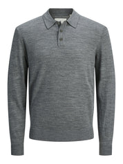 Poloshirt aus Merinowolle - Medium Grey Melange - Grau