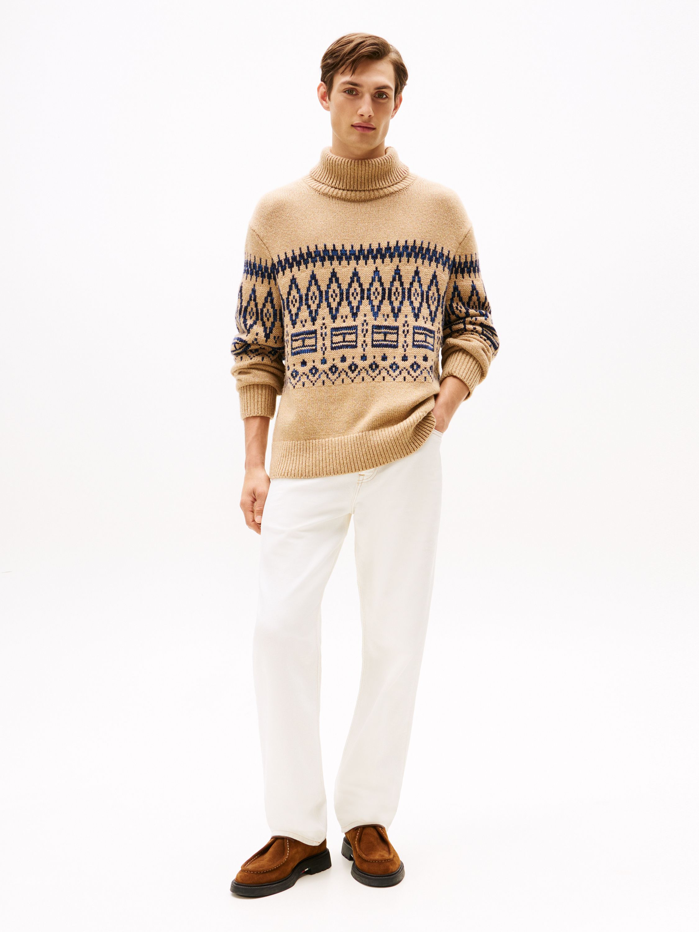 Strickpullover mit Rollkragen - ADN-BEIGE - Beige