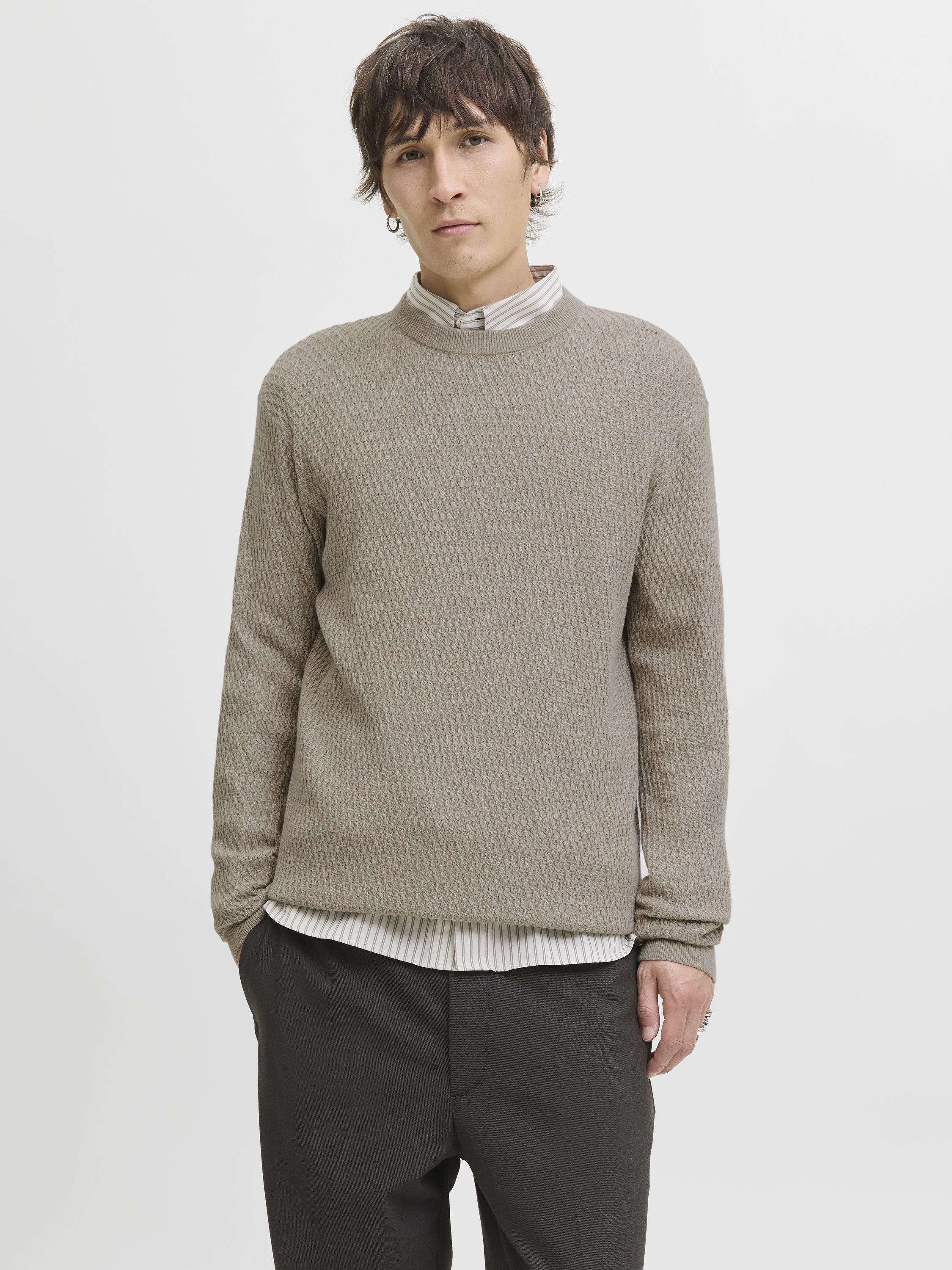 Strickpullover aus Baumwolle - Greige/Twist - Beige