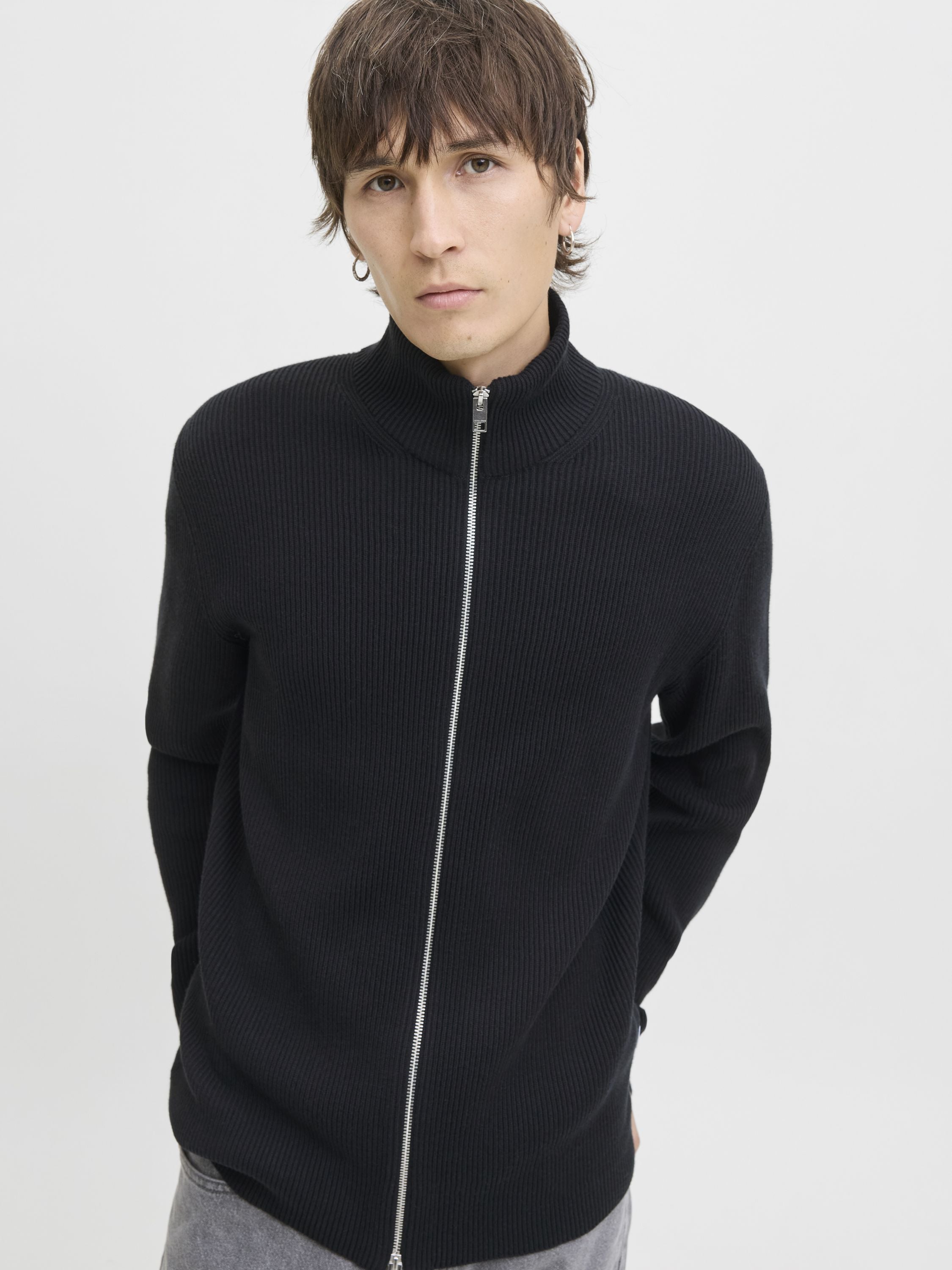 Cardigan mit Zipper - Black - Schwarz