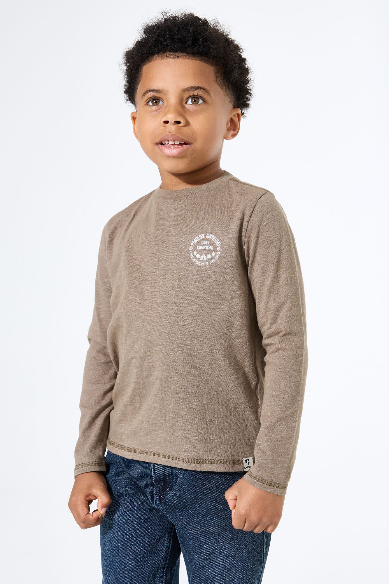 Langarmshirt aus Baumwolle - 8818-branch - Braun