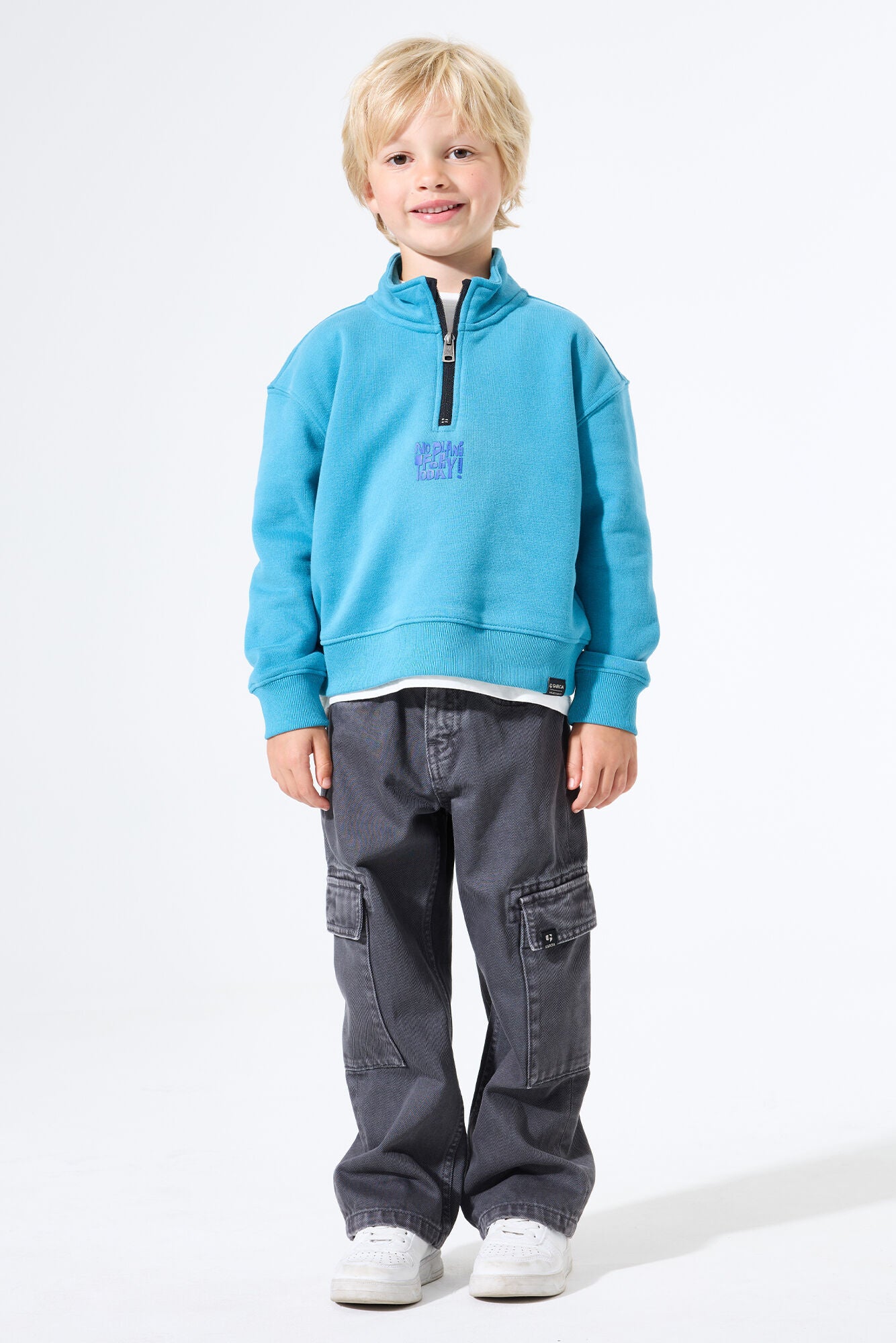 Sweatshirt aus Baumwollmix - 9872-retro blue - Blau