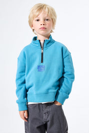 Sweatshirt aus Baumwollmix - 9872-retro blue - Blau