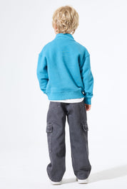 Sweatshirt aus Baumwollmix - 9872-retro blue - Blau