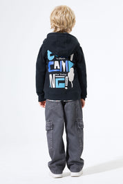 Sweathoodie aus Baumwollmix - 2884-dark grey - Schwarz