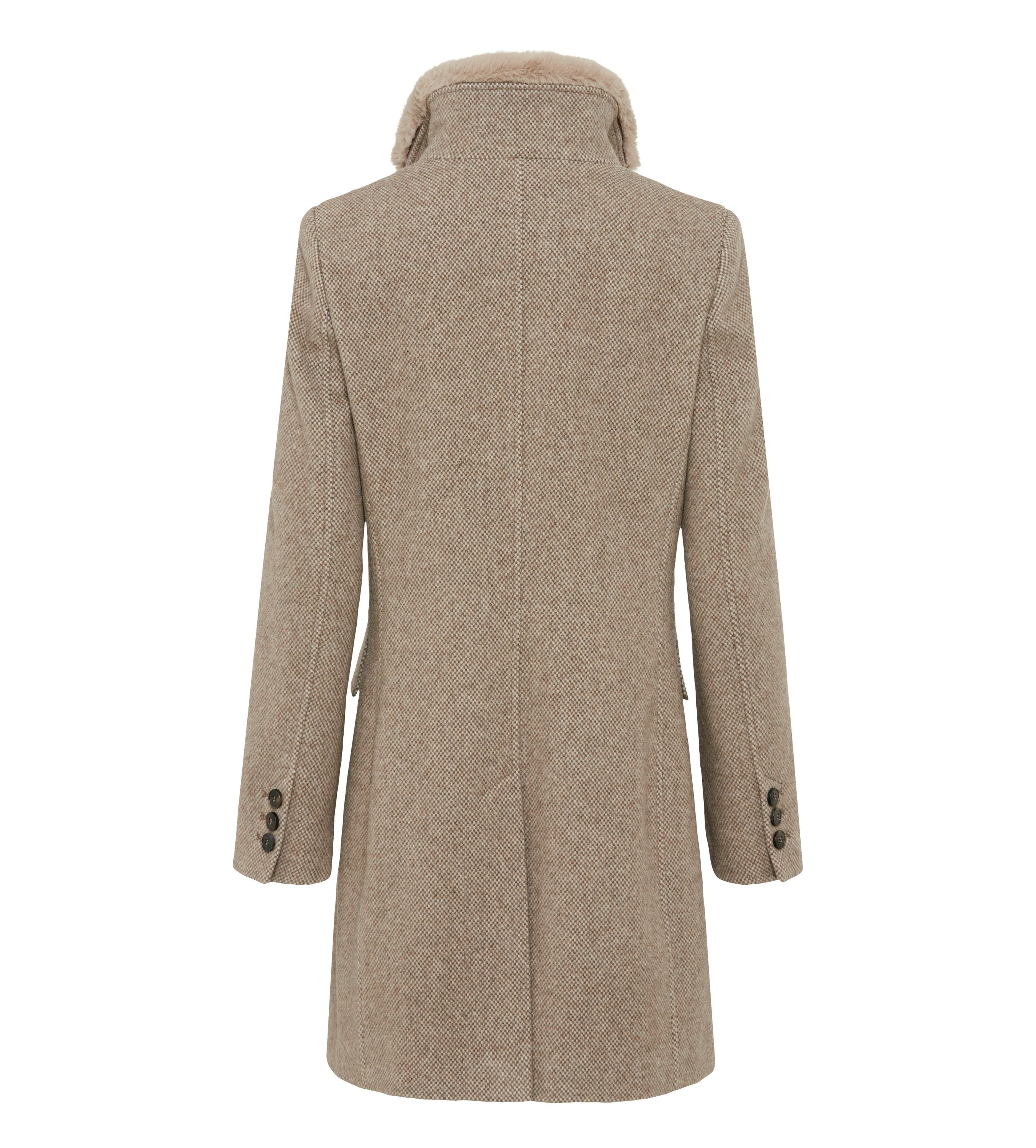 Wollmantel mit Reversekragen - 7014 - Beige
