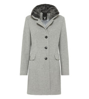 Wollmantel mit Reversekragen - 7020 - Grau