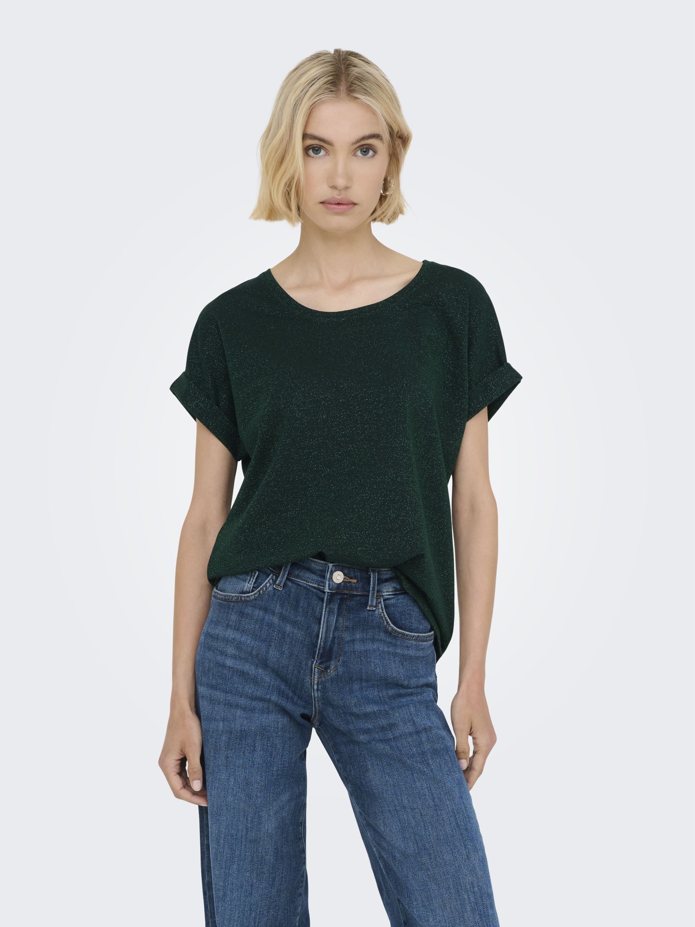 Glitzer-T-Shirt aus Viskosemix - Scarab/SCARAB LUREX - Grün