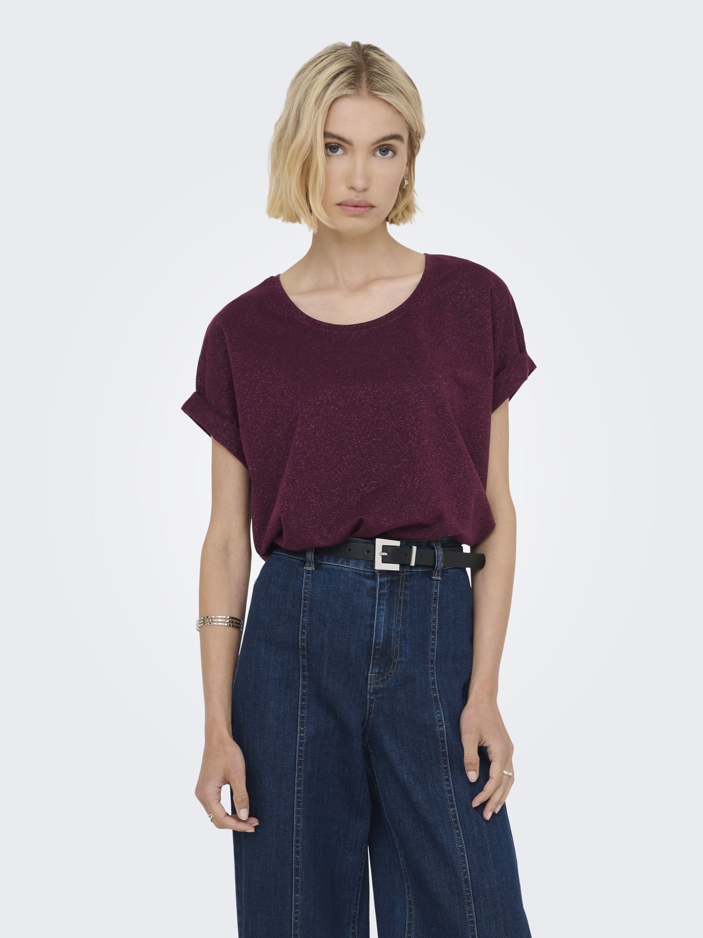 Glitzer-T-Shirt aus Viskosemix - Chocolate Truffle/CHOCOLATE TR - Rot