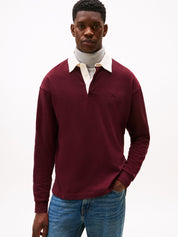 Langarm-Poloshirt aus Baumwolle - XIH-RED - Rot
