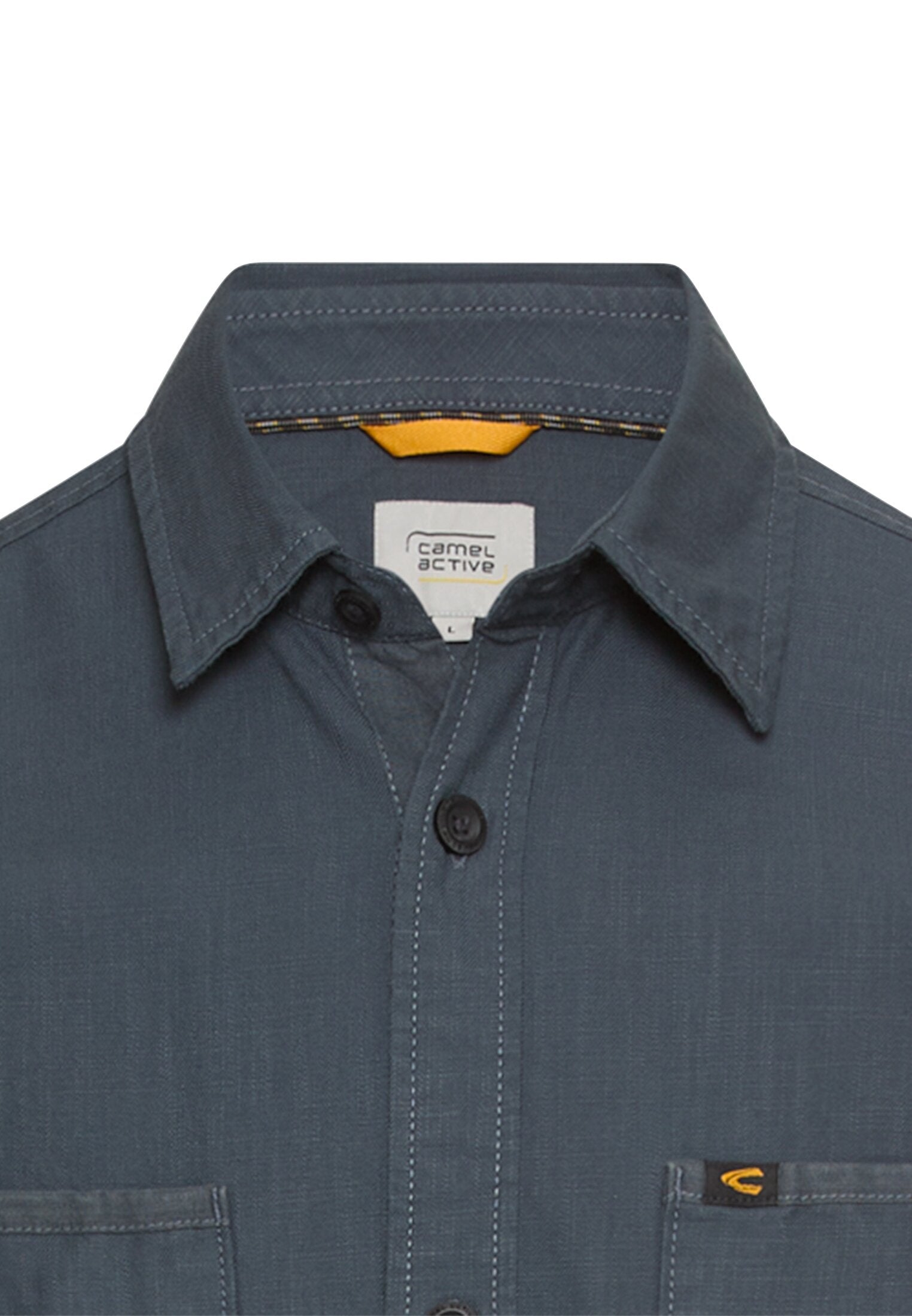 Langarm Hemd mit Kentkragen und Brusttaschen - 47-Tinted Blue - Blau