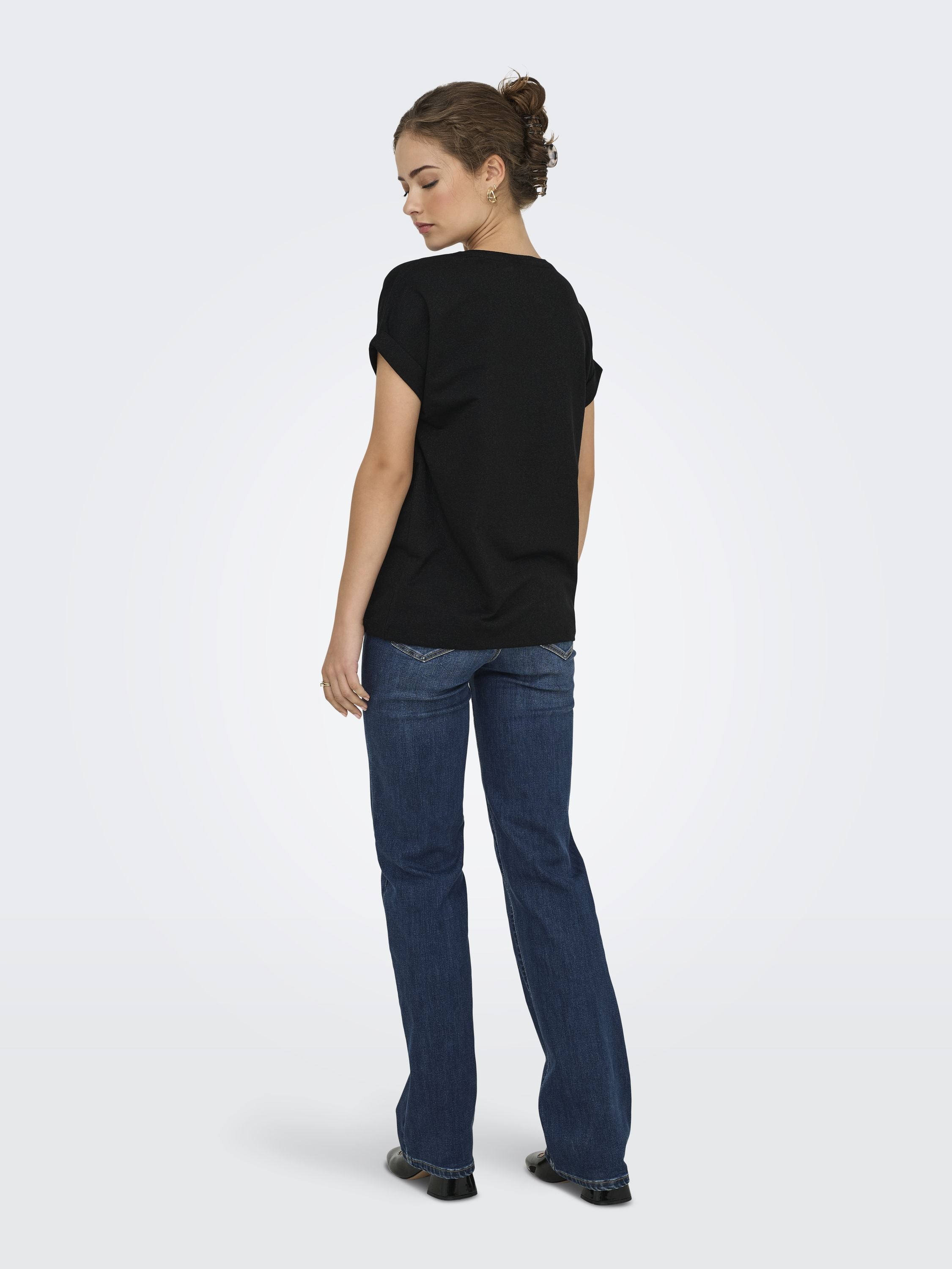 Glitzer-T-Shirt aus Viskosemix - Black/BLACK LUREX - Schwarz