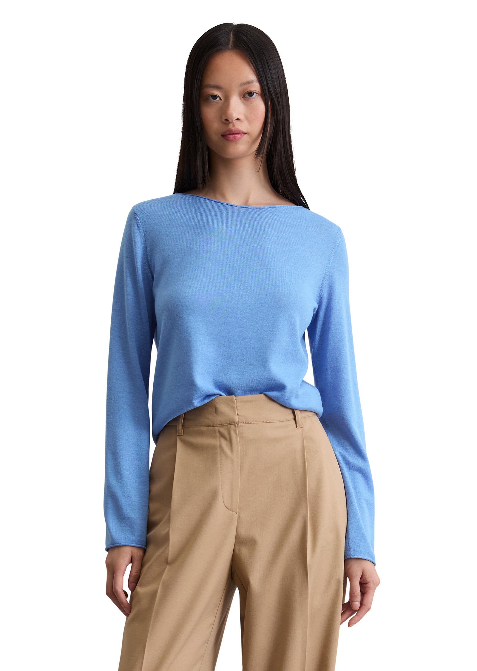Strickpullover aus Schurwolle - 869-cloudless blue - Blau