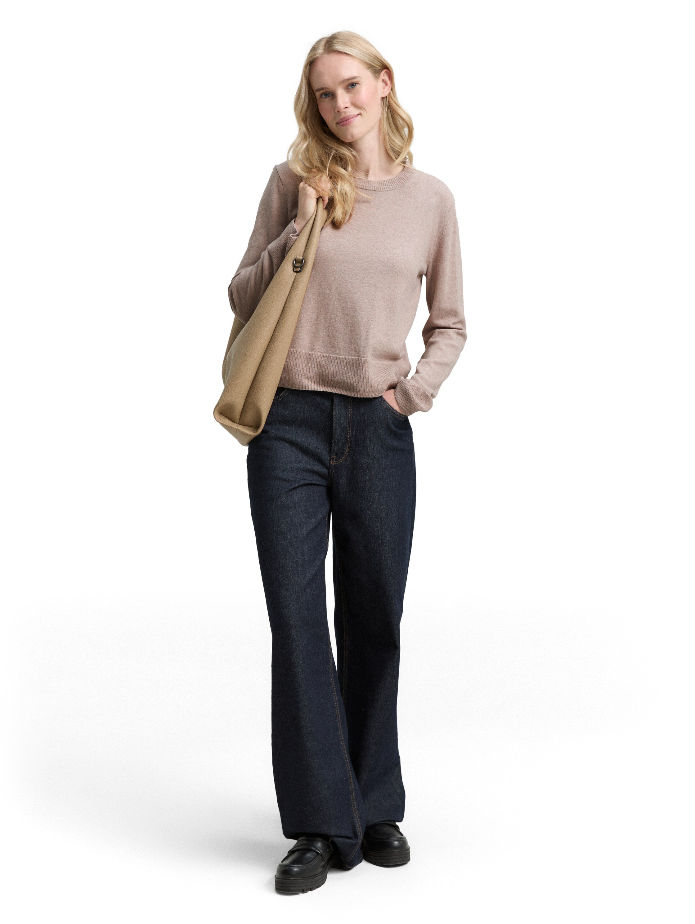 Strickpullover aus Baumwolle - 38330-soft taupe melange - Beige