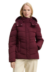 Puffer-Jacke mit abnehmbarer Kapuze - 16427-bordeaux red - Rot