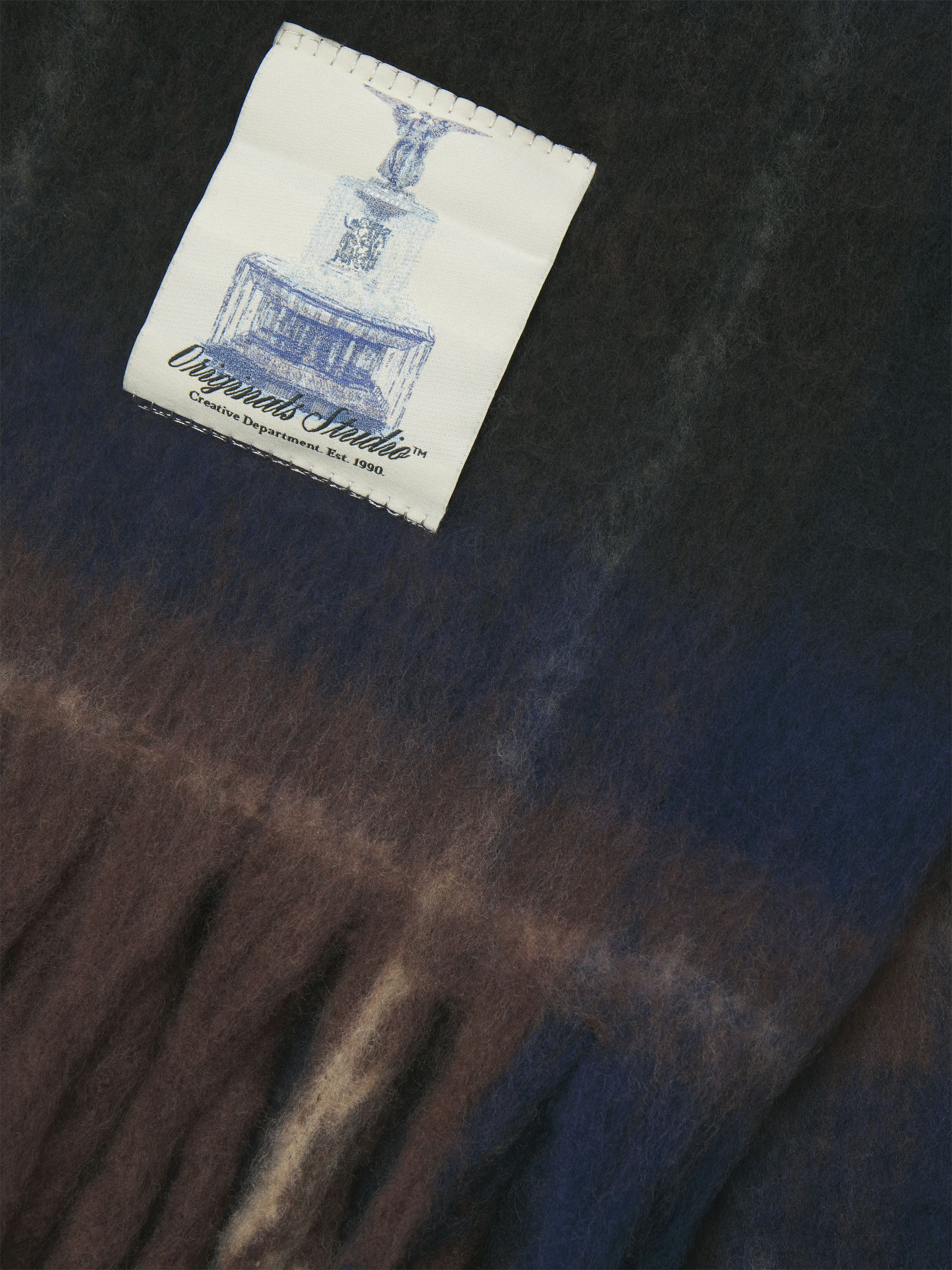 Schal kariert mit Fransen - Ocean Cavern/Checks - Blau