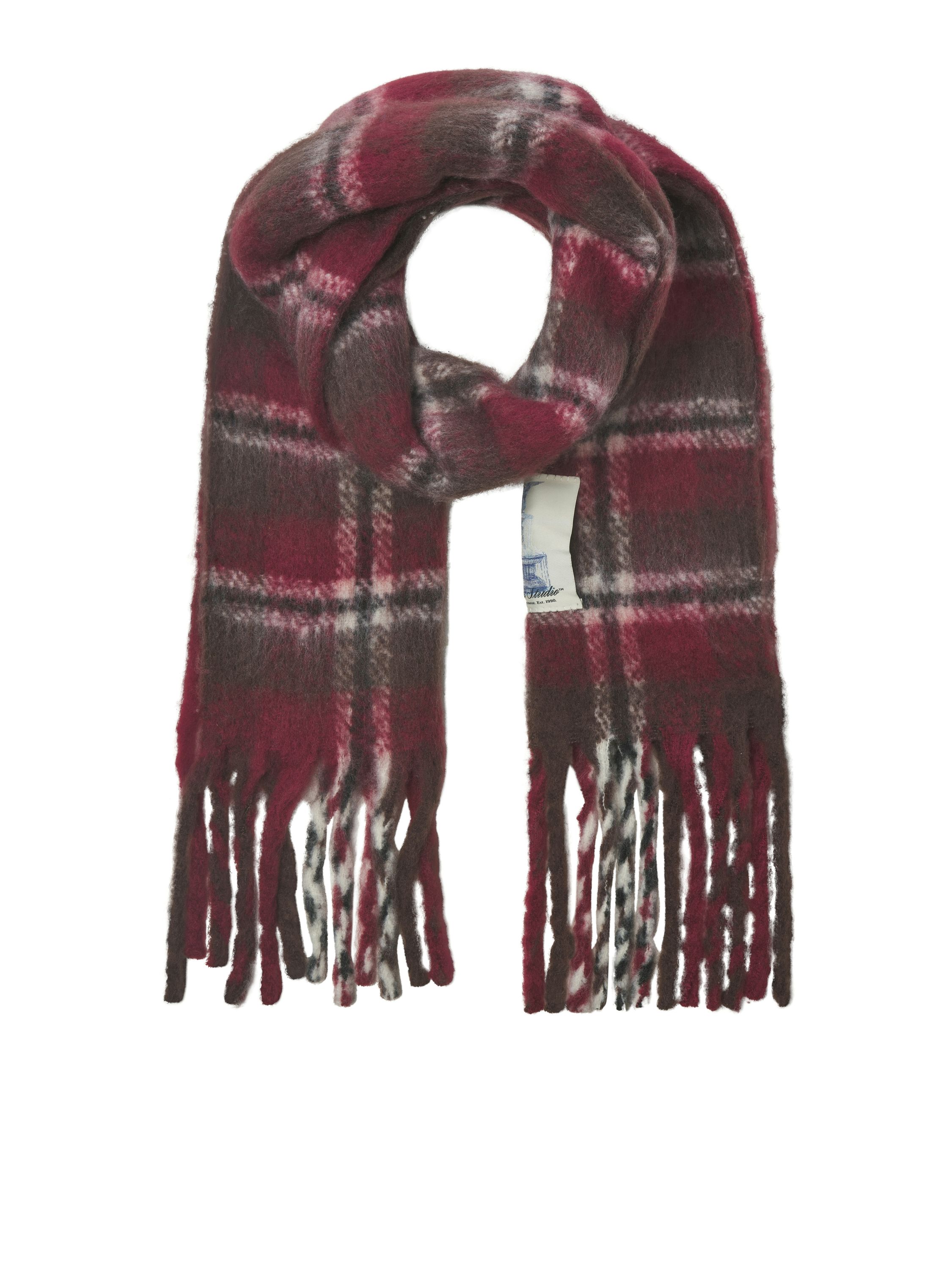 Schal kariert mit Fransen - Tibetan Red/Checks - Rot